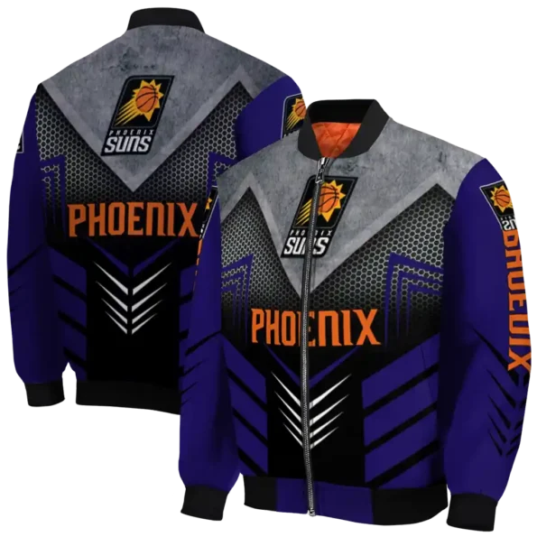 phoenix suns arrow layer purple black bomber jacket fashion forward