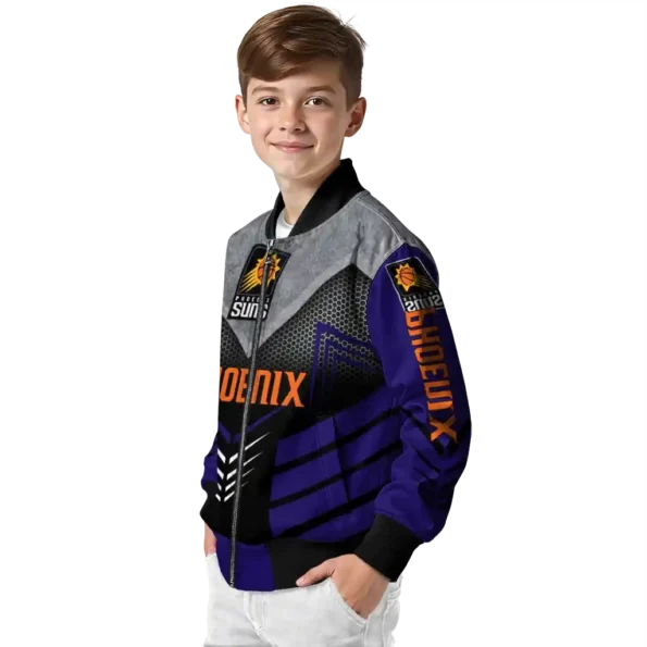 phoenix suns arrow layer purple black bomber jacket trendy