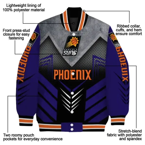 phoenix suns arrow layer purple black varsity jacket new arrival.webp
