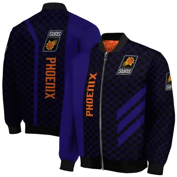 phoenix suns triple side stripes purple black bomber jacket fashion forward