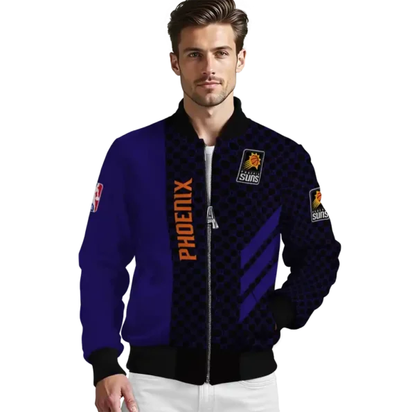 phoenix suns triple side stripes purple black bomber jacket high quality