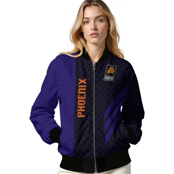 phoenix suns triple side stripes purple black bomber jacket latest model