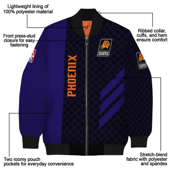 phoenix suns triple side stripes purple black bomber jacket new arrival