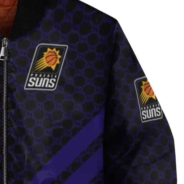 phoenix suns triple side stripes purple black bomber jacket premium grade