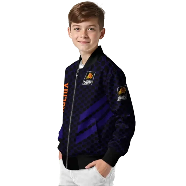 phoenix suns triple side stripes purple black bomber jacket trendy