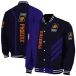 phoenix suns triple side stripes purple black varsity jacket best selling.webp