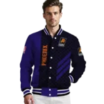 phoenix suns triple side stripes purple black varsity jacket best selling.webp