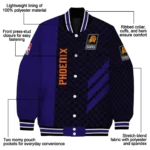 phoenix suns triple side stripes purple black varsity jacket best selling.webp