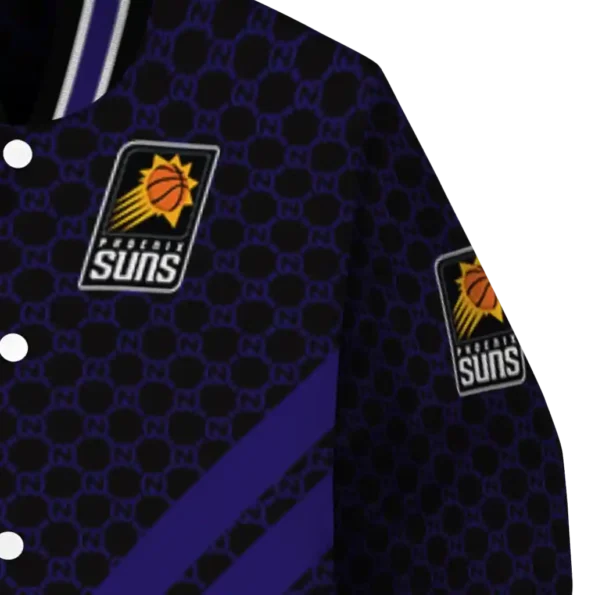 phoenix suns triple side stripes purple black varsity jacket premium grade.webp