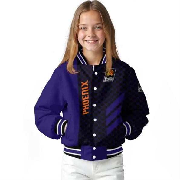 phoenix suns triple side stripes purple black varsity jacket top rated.webp