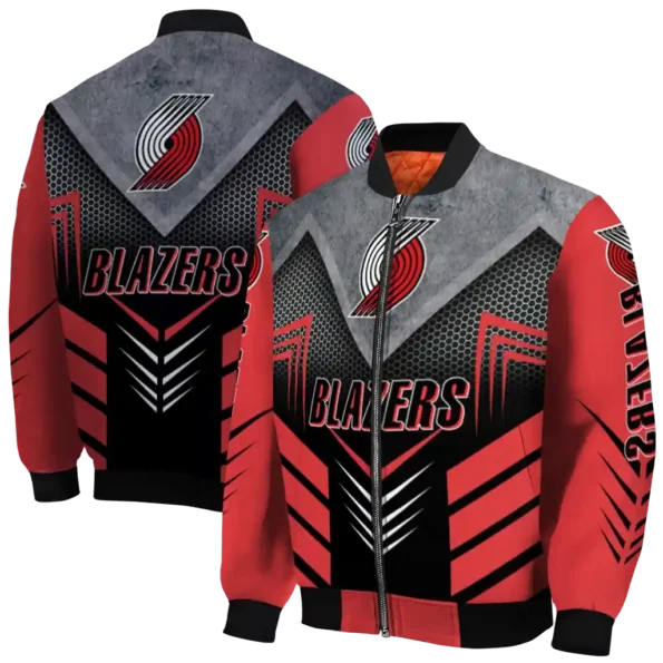 portland trail blazers arrow layer red black bomber jacket fashion forward