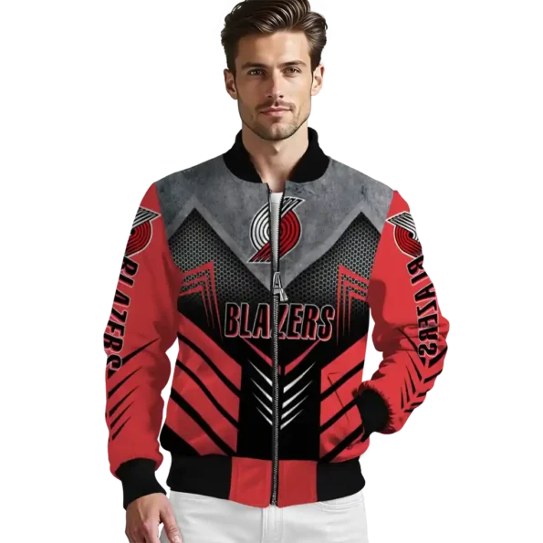 portland trail blazers arrow layer red black bomber jacket high quality