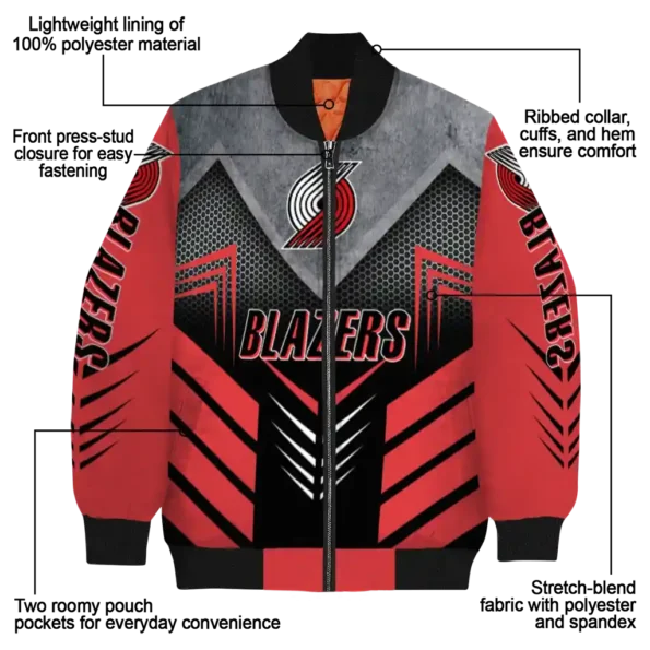 portland trail blazers arrow layer red black bomber jacket new arrival