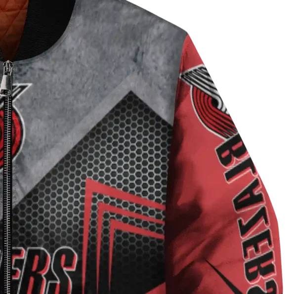 portland trail blazers arrow layer red black bomber jacket premium grade