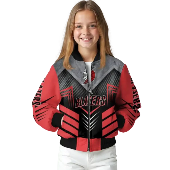 portland trail blazers arrow layer red black bomber jacket top rated