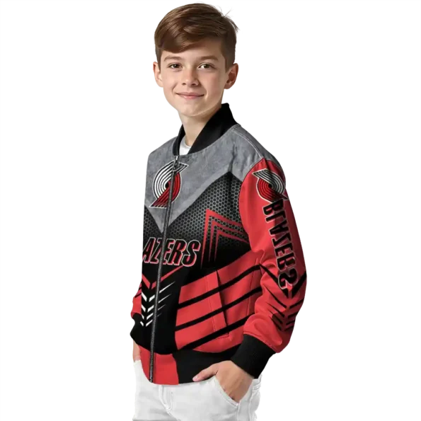 portland trail blazers arrow layer red black bomber jacket trendy