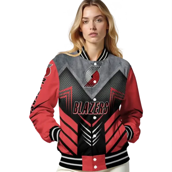 portland trail blazers arrow layer red black varsity jacket latest model.webp