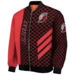 portland trail blazers triple side stripes red black bomber jacket best selling