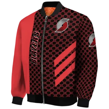 portland trail blazers triple side stripes red black bomber jacket best selling