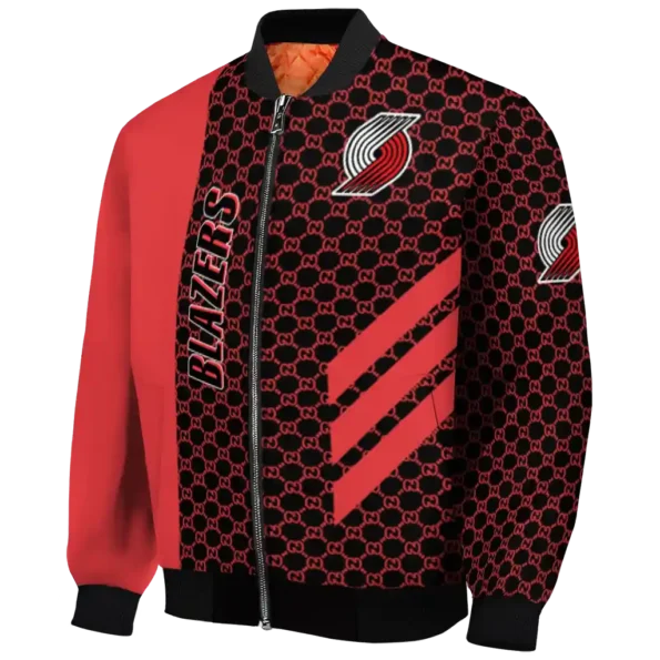 portland trail blazers triple side stripes red black bomber jacket best selling