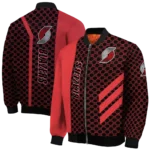 portland trail blazers triple side stripes red black bomber jacket best selling