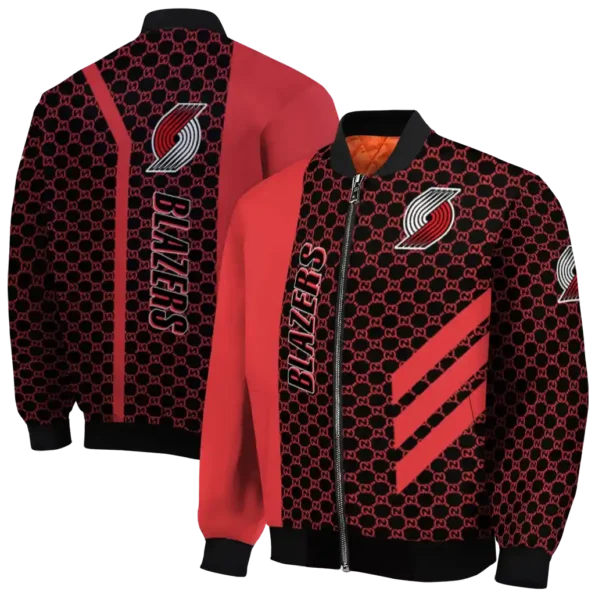 portland trail blazers triple side stripes red black bomber jacket fashion forward