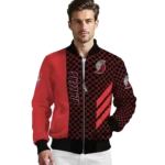 portland trail blazers triple side stripes red black bomber jacket best selling