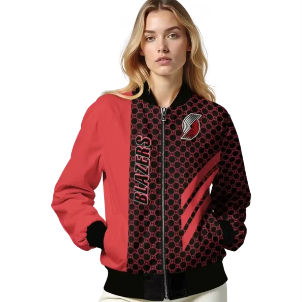 portland trail blazers triple side stripes red black bomber jacket latest model