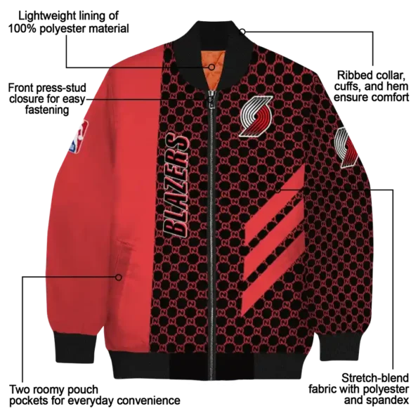 portland trail blazers triple side stripes red black bomber jacket new arrival