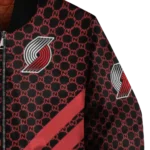 portland trail blazers triple side stripes red black bomber jacket best selling