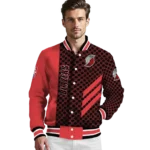 portland trail blazers triple side stripes red black varsity jacket best selling.webp