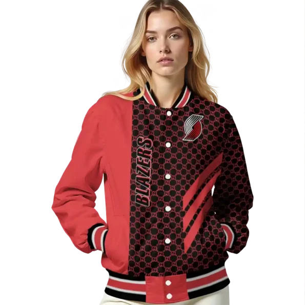 portland trail blazers triple side stripes red black varsity jacket latest model.webp