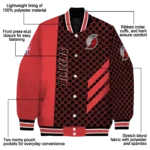 portland trail blazers triple side stripes red black varsity jacket best selling.webp
