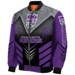 sacramento kings arrow layer purple black bomber jacket best selling