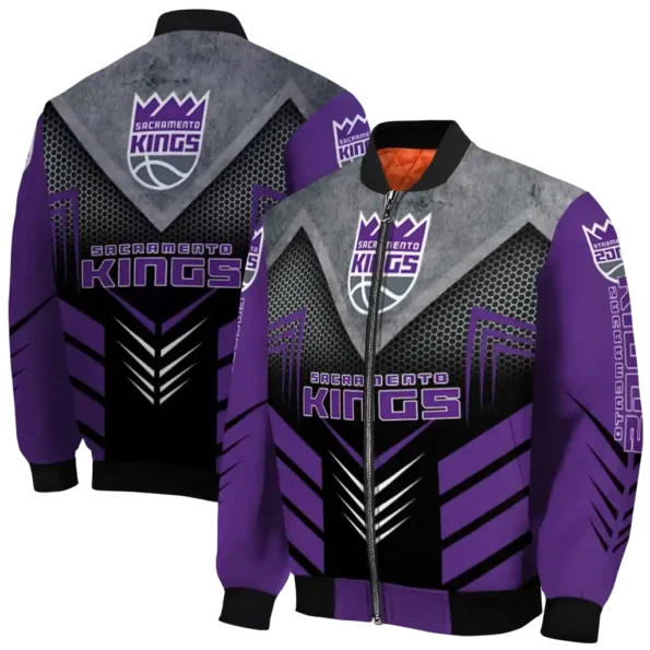 sacramento kings arrow layer purple black bomber jacket fashion forward