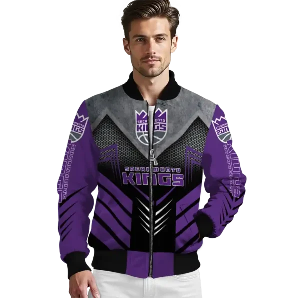 sacramento kings arrow layer purple black bomber jacket high quality