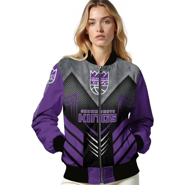 sacramento kings arrow layer purple black bomber jacket latest model