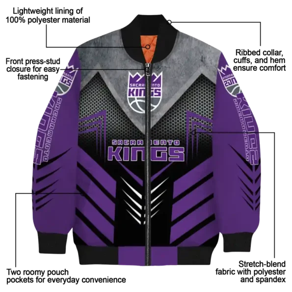 sacramento kings arrow layer purple black bomber jacket new arrival