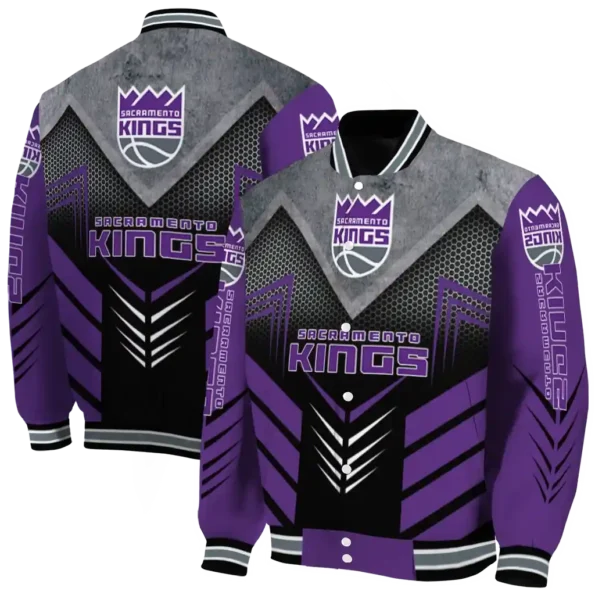 sacramento kings arrow layer purple black varsity jacket fashion forward.webp