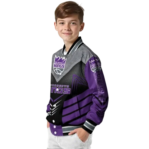 sacramento kings arrow layer purple black varsity jacket trendy.webp