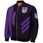 sacramento kings triple side stripes purple black bomber jacket best selling