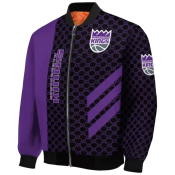 sacramento kings triple side stripes purple black bomber jacket best selling