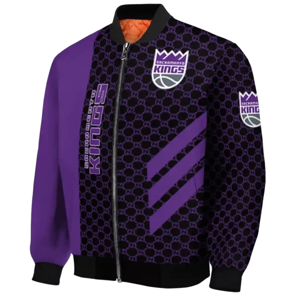 sacramento kings triple side stripes purple black bomber jacket best selling