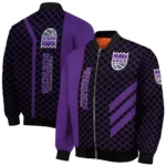 sacramento kings triple side stripes purple black bomber jacket best selling