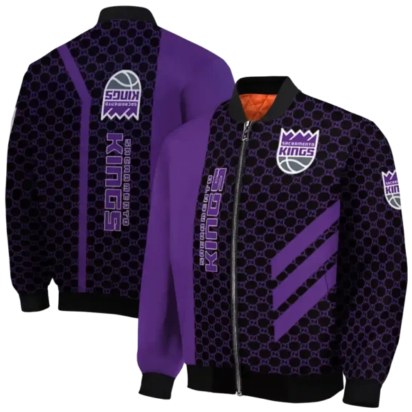 sacramento kings triple side stripes purple black bomber jacket fashion forward