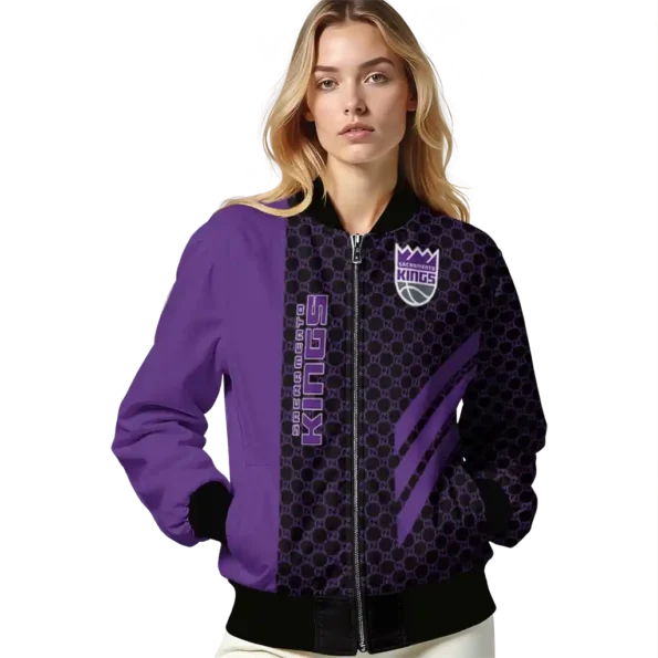 sacramento kings triple side stripes purple black bomber jacket latest model