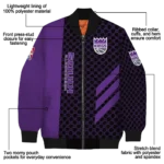 sacramento kings triple side stripes purple black bomber jacket best selling