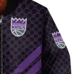 sacramento kings triple side stripes purple black bomber jacket best selling
