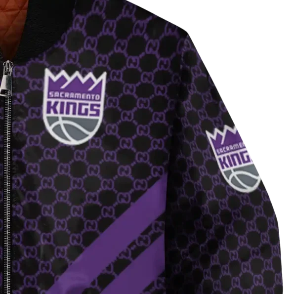 sacramento kings triple side stripes purple black bomber jacket premium grade