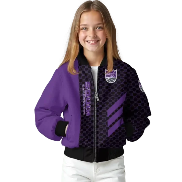 sacramento kings triple side stripes purple black bomber jacket top rated